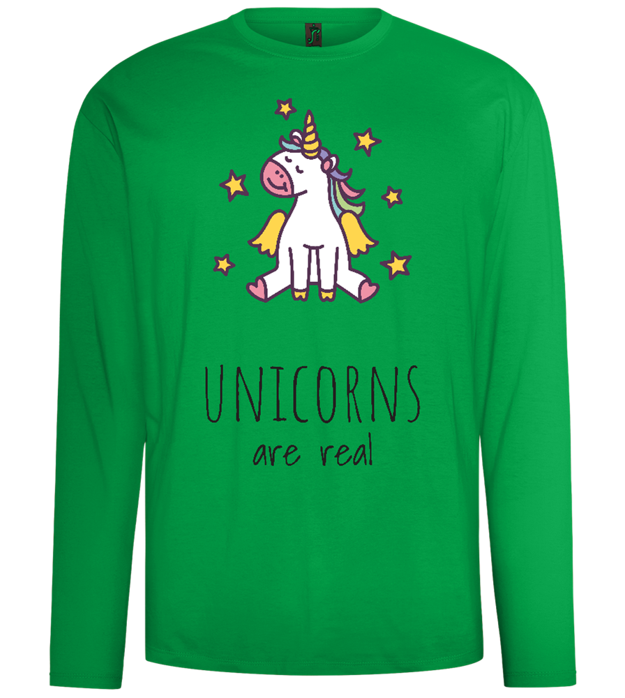 Unicorns Are Real Design - Comfort men's long sleeve t-shirt_MEADOW GREEN_front