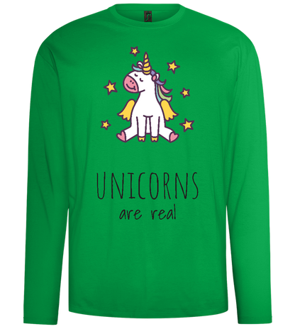 Unicorns Are Real Design - Comfort men's long sleeve t-shirt_MEADOW GREEN_front