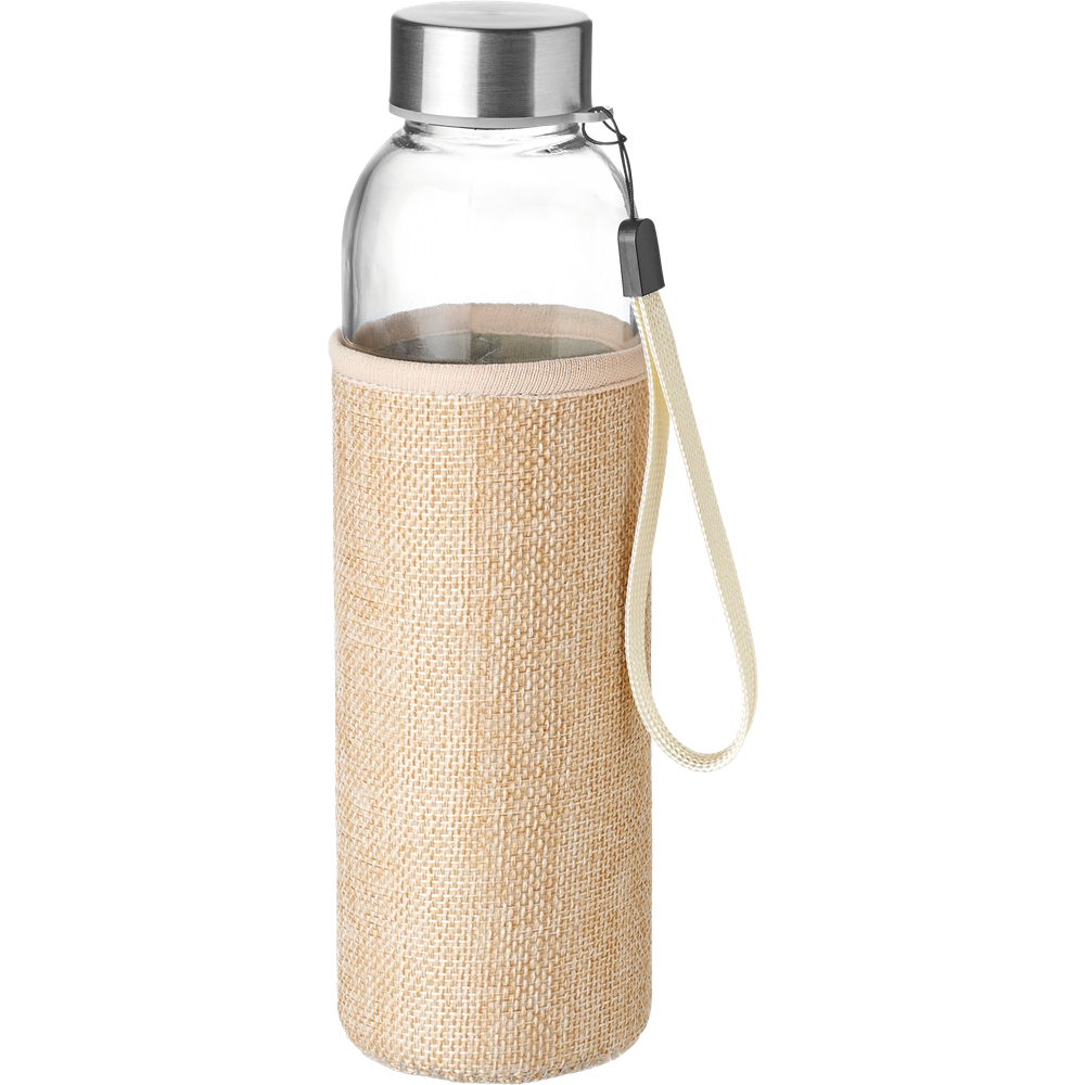 Glass Bottle with Jute Pouch_BEIGE_front