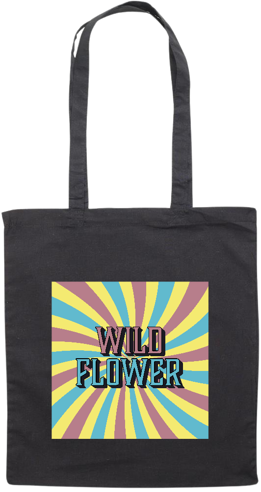 Wild Flower Design - Premium colored cotton tote bag_BLACK_front