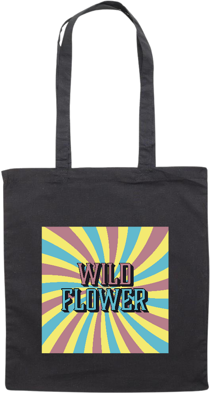 Wild Flower Design - Premium colored cotton tote bag_BLACK_front