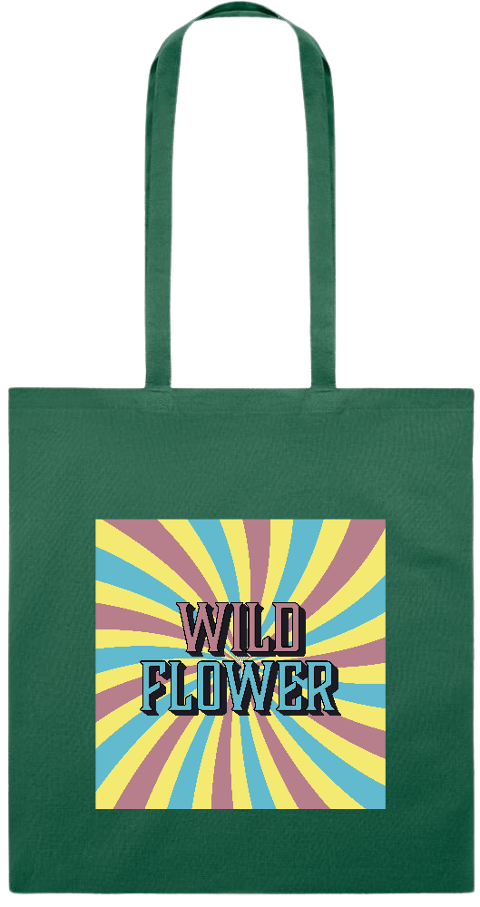 Wild Flower Design - Premium colored cotton tote bag_DARK GREEN_front