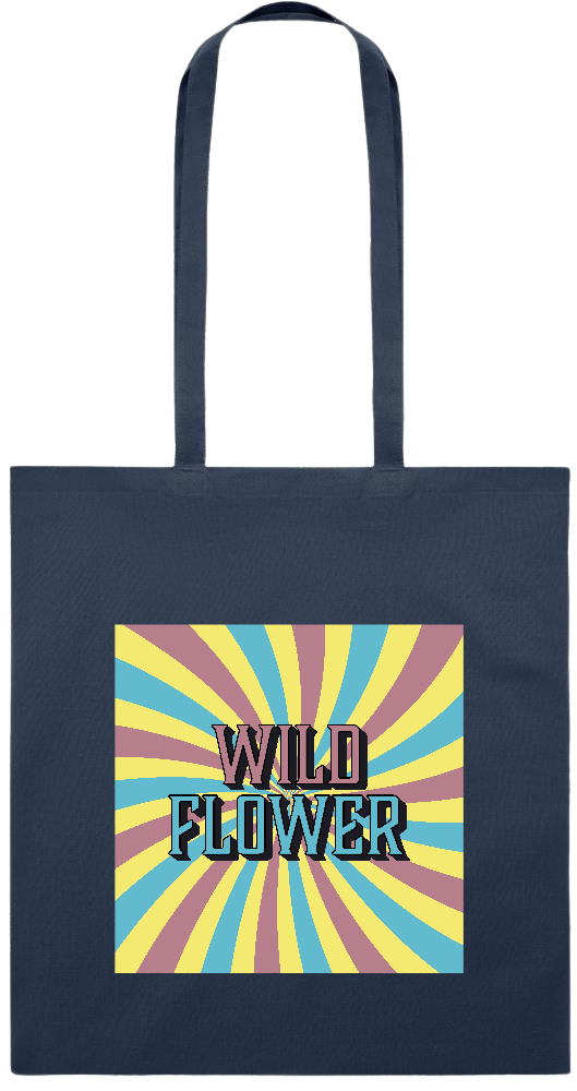 Wild Flower Design - Premium colored cotton tote bag_FRENCH NAVY_front