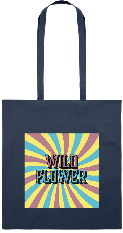 Wild Flower Design - Premium colored cotton tote bag_FRENCH NAVY_front