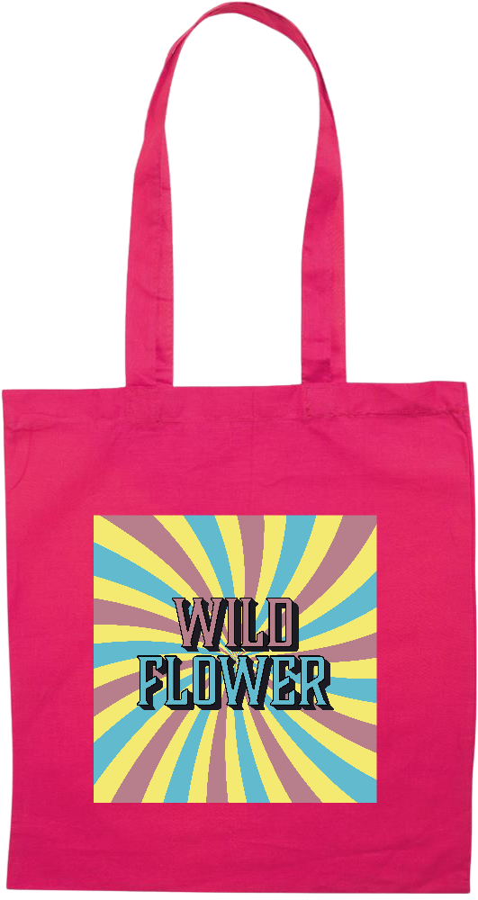 Wild Flower Design - Premium colored cotton tote bag_FUCHSIA_front