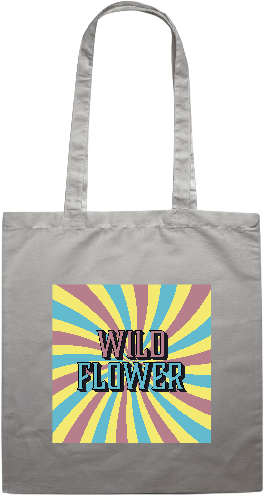 Wild Flower Design - Premium colored cotton tote bag_GREY_front