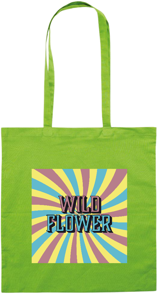 Wild Flower Design - Premium colored cotton tote bag_LIME_front