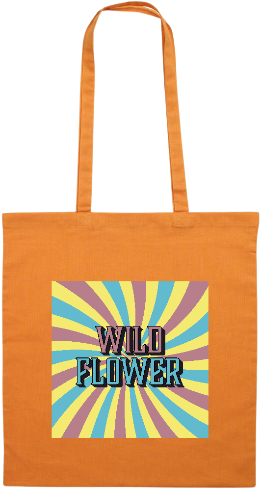 Wild Flower Design - Premium colored cotton tote bag_ORANGE_front