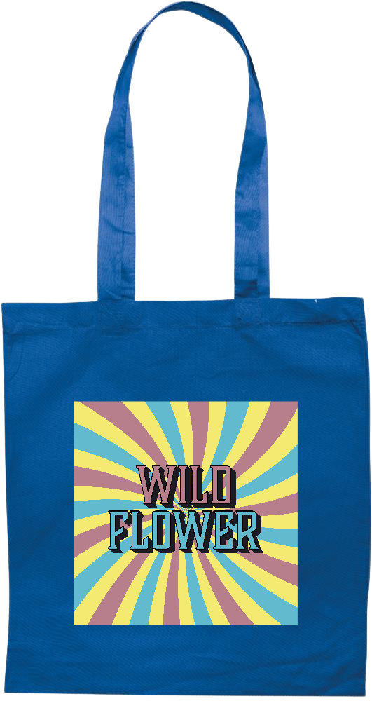 Wild Flower Design - Premium colored cotton tote bag_ROYAL BLUE_front