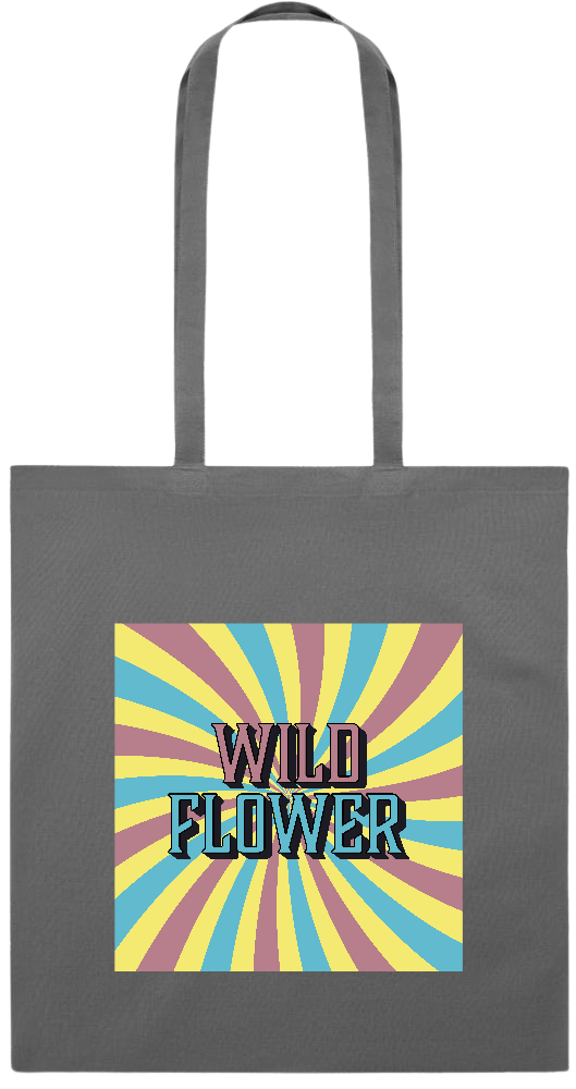 Wild Flower Design - Premium colored cotton tote bag_STONE GREY_front