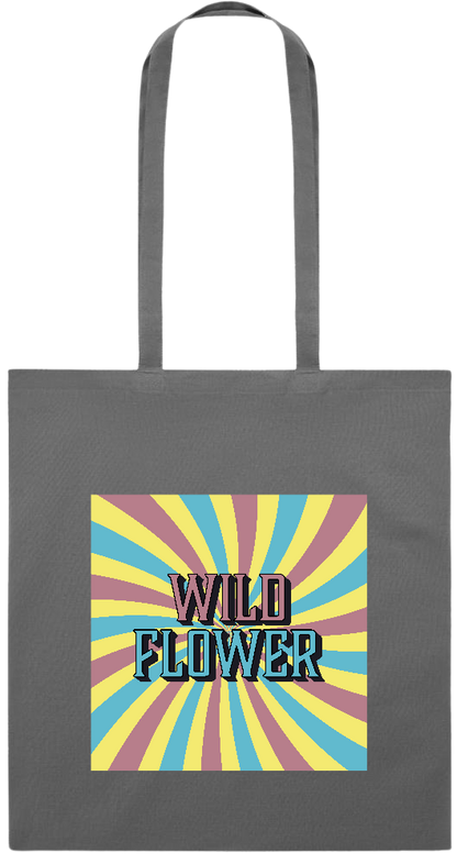 Wild Flower Design - Premium colored cotton tote bag_STONE GREY_front