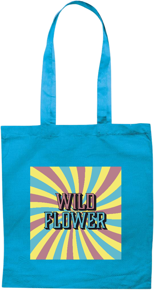 Wild Flower Design - Premium colored cotton tote bag_TURQUOISE_front