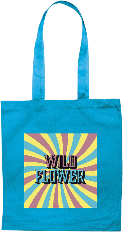 Wild Flower Design - Premium colored cotton tote bag_TURQUOISE_front