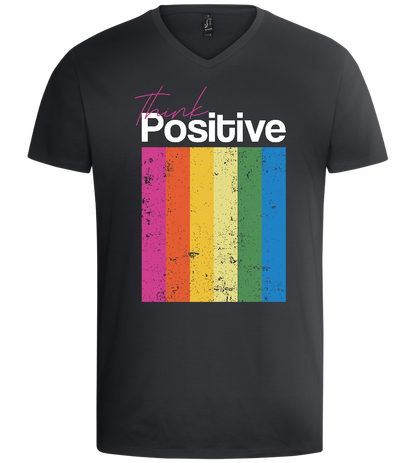 Think Positive Rainbow Design - Basic men's v-neck t-shirt_DARK GRAY_front