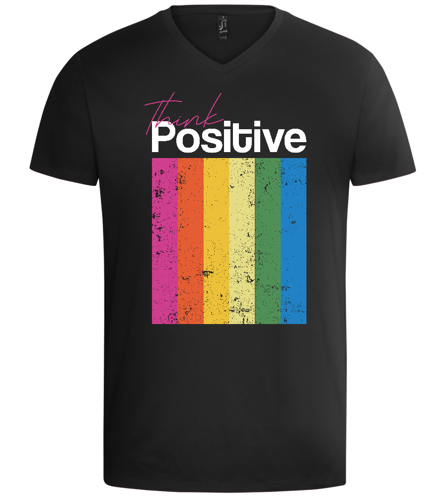 Think Positive Rainbow Design - Basic men's v-neck t-shirt_DEEP BLACK_front