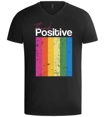 Think Positive Rainbow Design - Basic men's v-neck t-shirt_DEEP BLACK_front