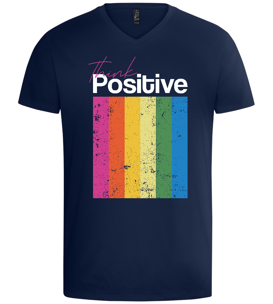 Think Positive Rainbow Design - Basic men's v-neck t-shirt_MARINE_front