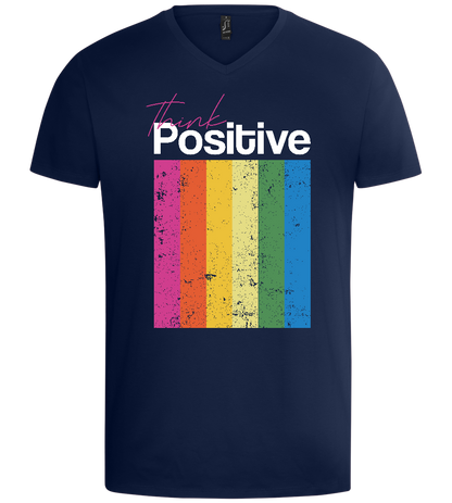 Think Positive Rainbow Design - Basic men's v-neck t-shirt_MARINE_front