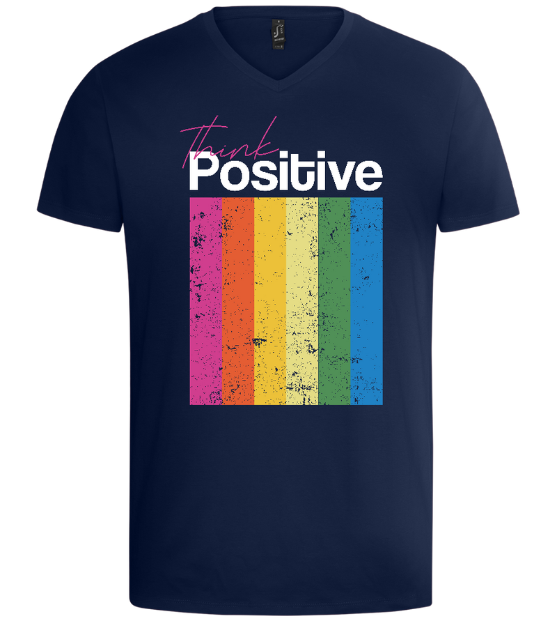 Think Positive Rainbow Design - Basic men's v-neck t-shirt_MARINE_front