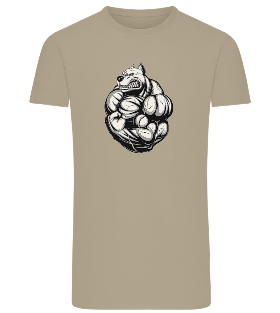 Dog Flex Design - Comfort men's fitted t-shirt_KHAKI_front