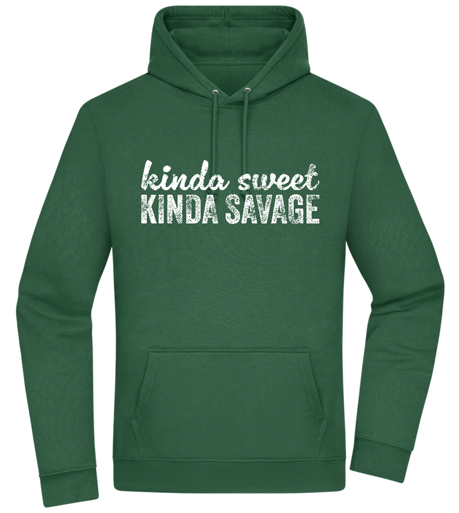 Kinda Sweet Kinda Savage Design - Premium Essential Unisex Hoodie_GREEN BOTTLE_front