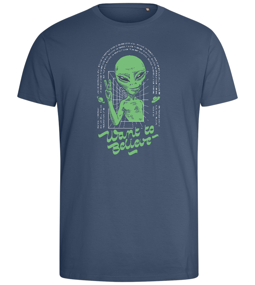 Want To Believe Alien Design - Comfort men's fitted t-shirt_DENIM_front