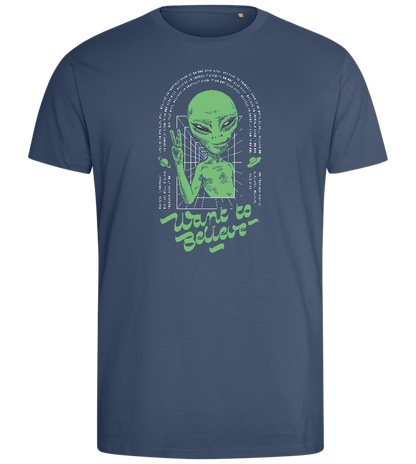 Want To Believe Alien Design - Comfort men's fitted t-shirt_DENIM_front