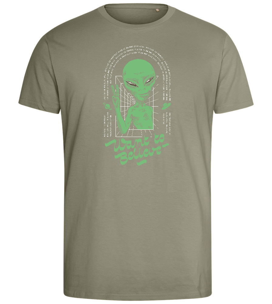 Want To Believe Alien Design - Comfort men's fitted t-shirt_KHAKI_front