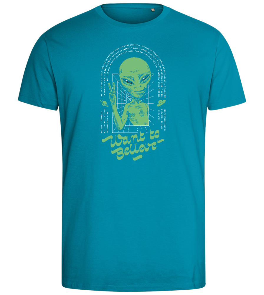 Want To Believe Alien Design - Comfort men's fitted t-shirt_TURQUOISE_front