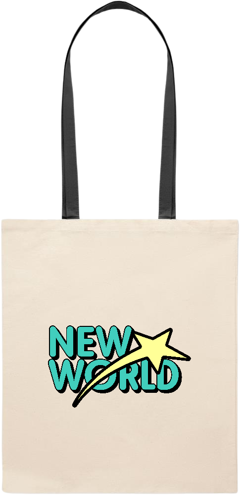 New World Design - Essential colored handle tote bag_BLACK_front