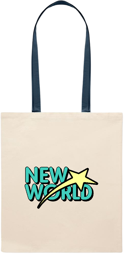 New World Design - Essential colored handle tote bag_BLUE_front