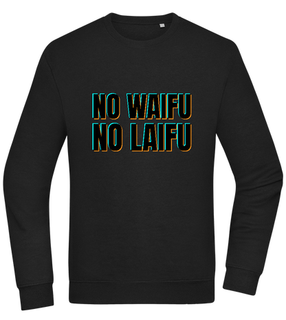 No Waifu No Laifu Design - Comfort Essential Unisex Sweater_BLACK_front