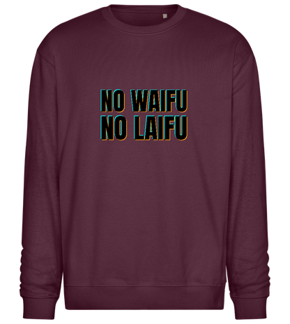 No Waifu No Laifu Design - Comfort Essential Unisex Sweater_BORDEAUX_front