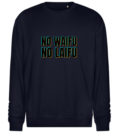 No Waifu No Laifu Design - Comfort Essential Unisex Sweater_FRENCH NAVY_front