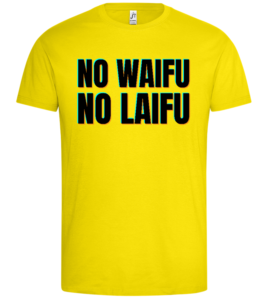 No Waifu No Laifu Design - Premium men's t-shirt_YELLOW_front