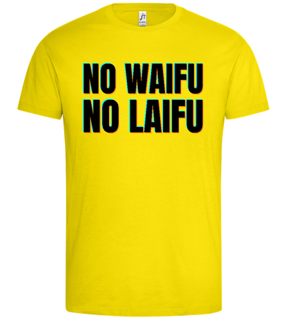 No Waifu No Laifu Design - Premium men's t-shirt_YELLOW_front