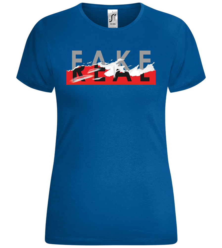 Fake vs Real Design - Comfort women's t-shirt_ROYAL_front