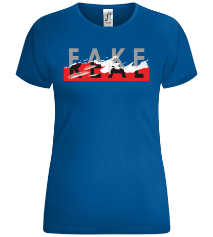 Fake vs Real Design - Comfort women's t-shirt_ROYAL_front