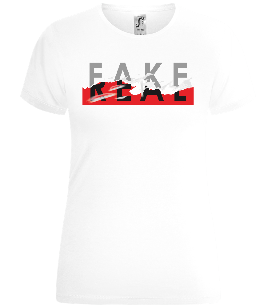 Fake vs Real Design - Comfort women's t-shirt_WHITE_front