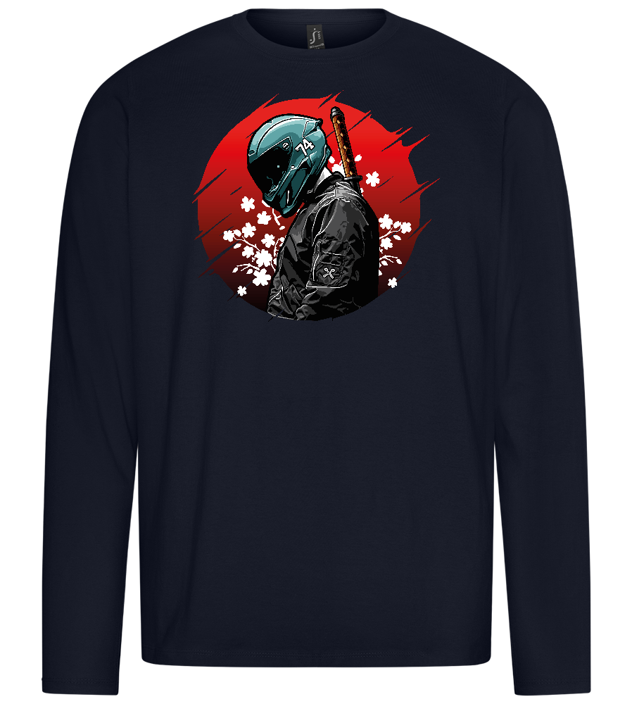 Samurai Bike Red Design - Premium men's long sleeve t-shirt_FRENCH NAVY_front