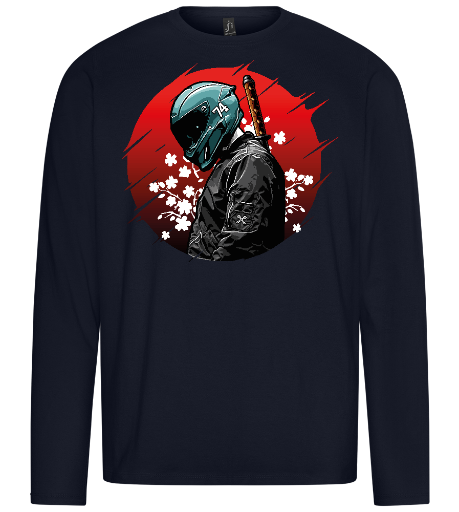 Samurai Bike Red Design - Premium men's long sleeve t-shirt_FRENCH NAVY_front