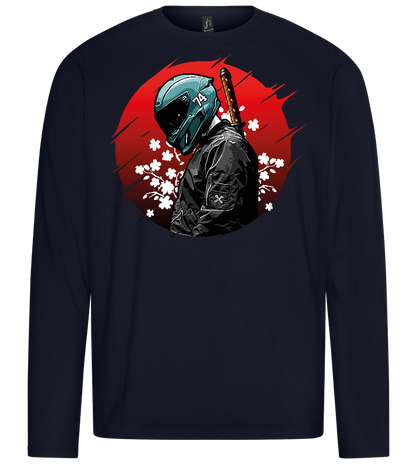 Samurai Bike Red Design - Premium men's long sleeve t-shirt_FRENCH NAVY_front