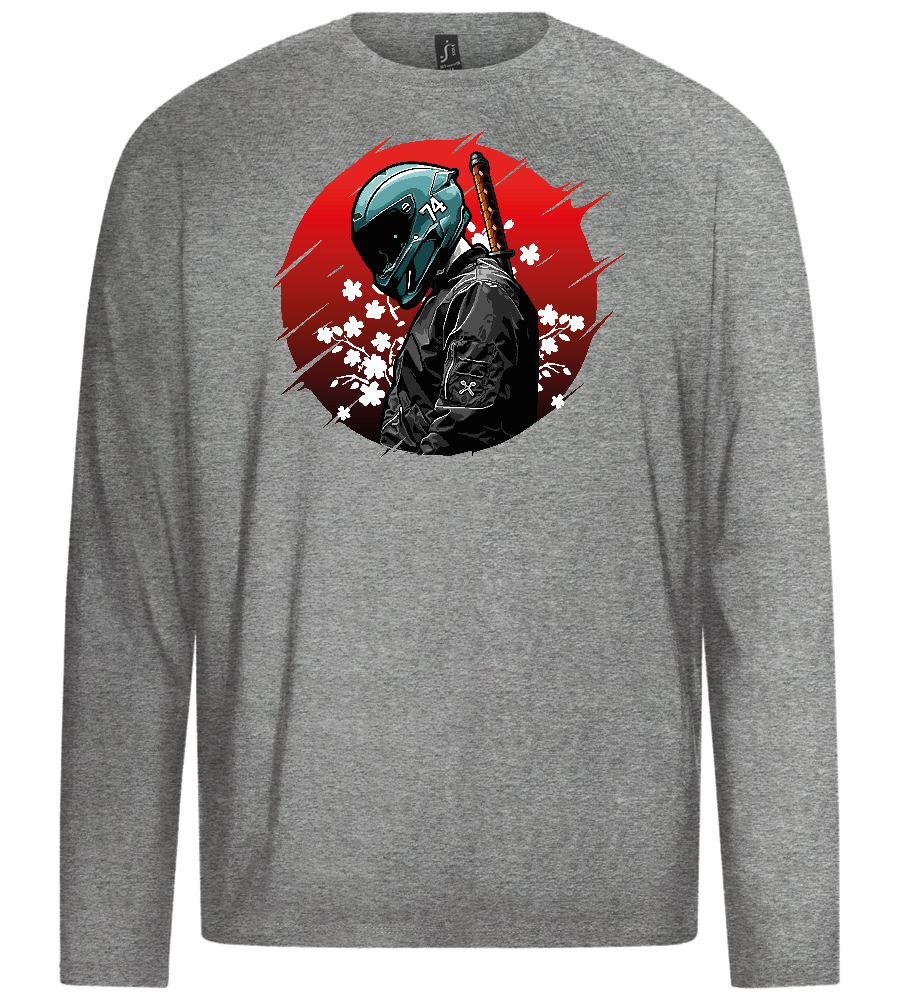 Samurai Bike Red Design - Premium men's long sleeve t-shirt_ORION GREY_front