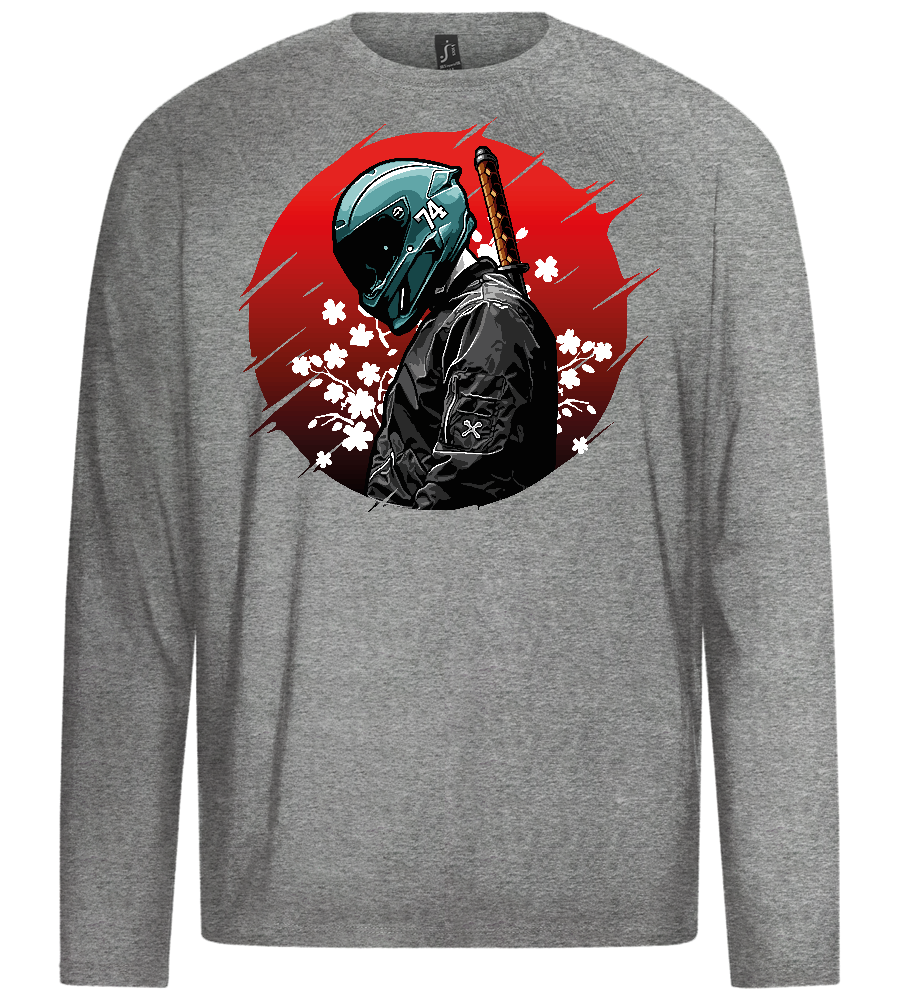 Samurai Bike Red Design - Premium men's long sleeve t-shirt_ORION GREY_front