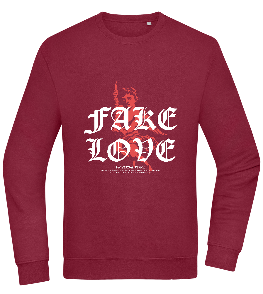 Fake Love Design - Comfort Essential Unisex Sweater_BORDEAUX_front