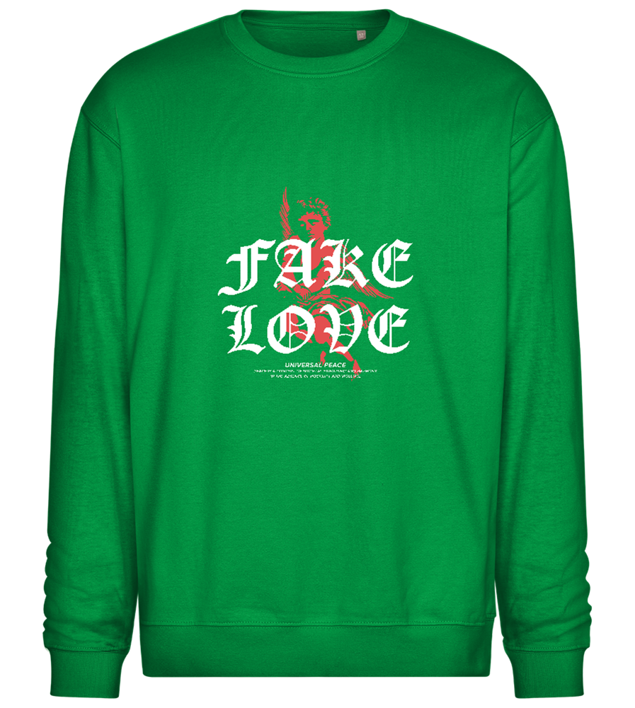 Fake Love Design - Comfort Essential Unisex Sweater_MEADOW GREEN_front