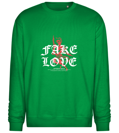 Fake Love Design - Comfort Essential Unisex Sweater_MEADOW GREEN_front