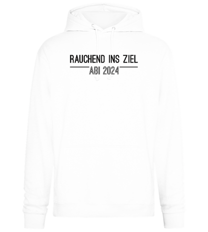 Rauchend Ins Ziel Design - Premium Essential Unisex Hoodie_WHITE_front