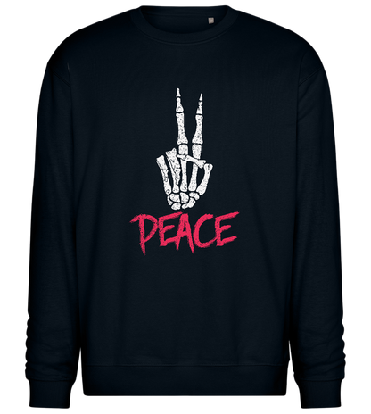 Skeleton Peace Sign Design - Comfort Essential Unisex Sweater_BLACK_front