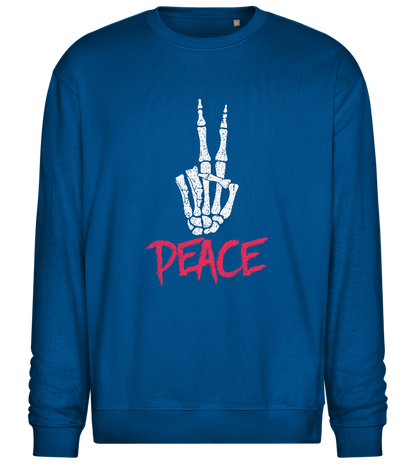 Skeleton Peace Sign Design - Comfort Essential Unisex Sweater_ROYAL_front